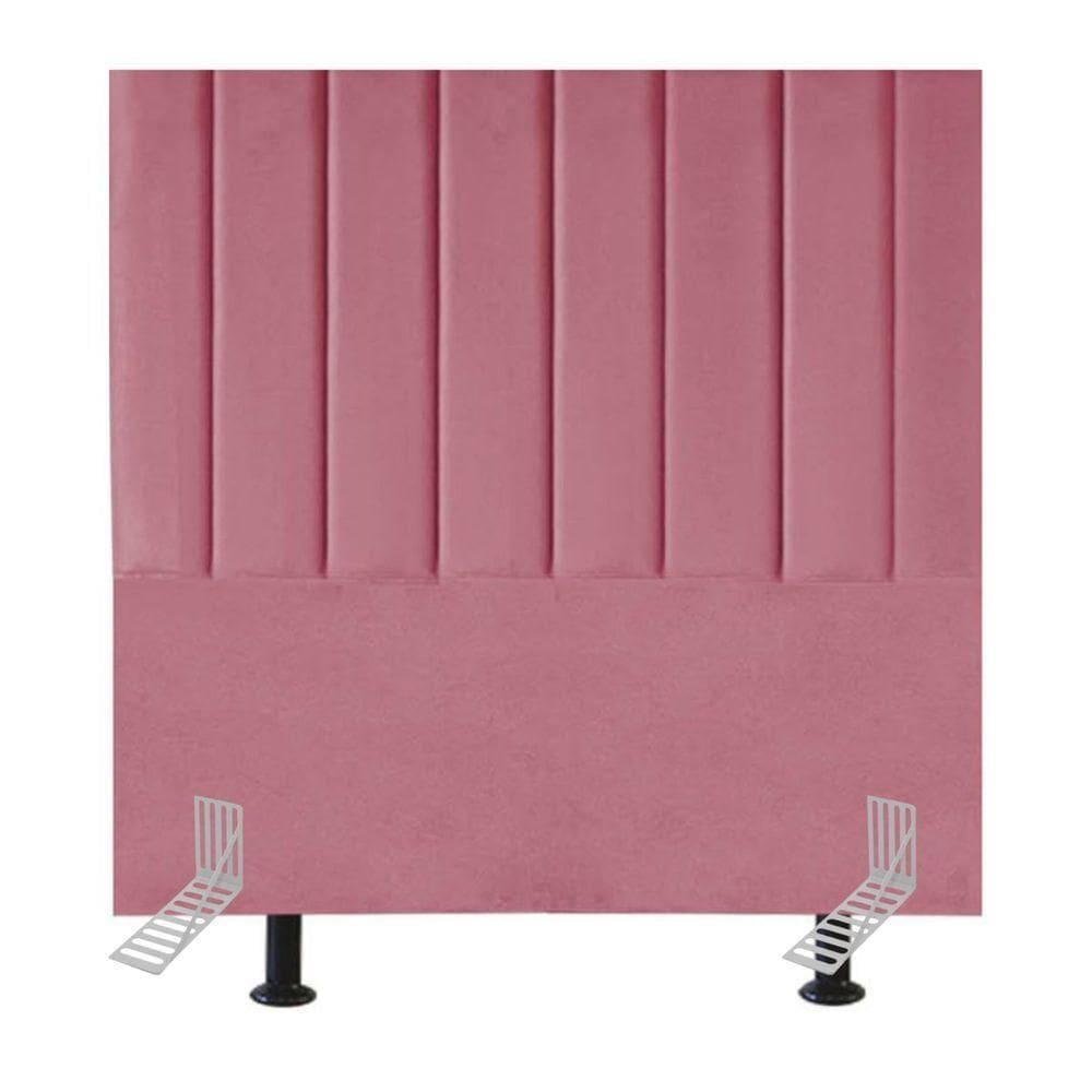 Cabeceira Estofada De Cama Solteiro Box 100 Cm Luísa Suede E Frame rosa