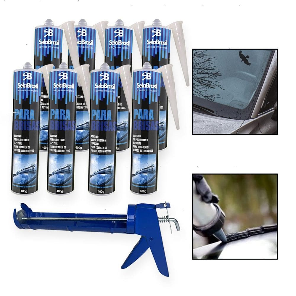 Kit 8 Cola Adesivo Para Brisa Vidro Automotivo Com Aplicador