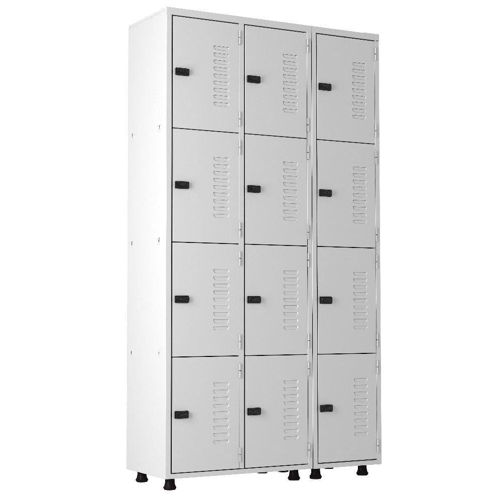 Armário  Aço 12 Portas Academia Guarda Volume Trinco Cinza