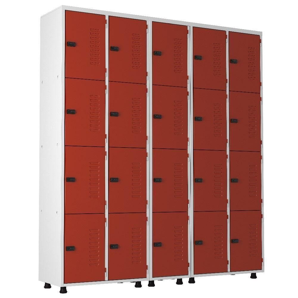 Armário Roupeiro Aço 20 Portas Academia Vermelho