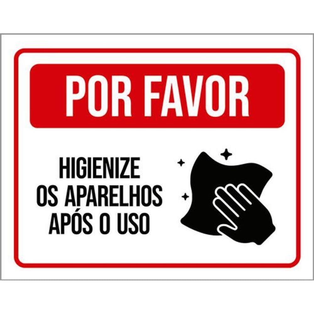 Kit 3 Placas Academia Higienize Aparelhos Após Uso