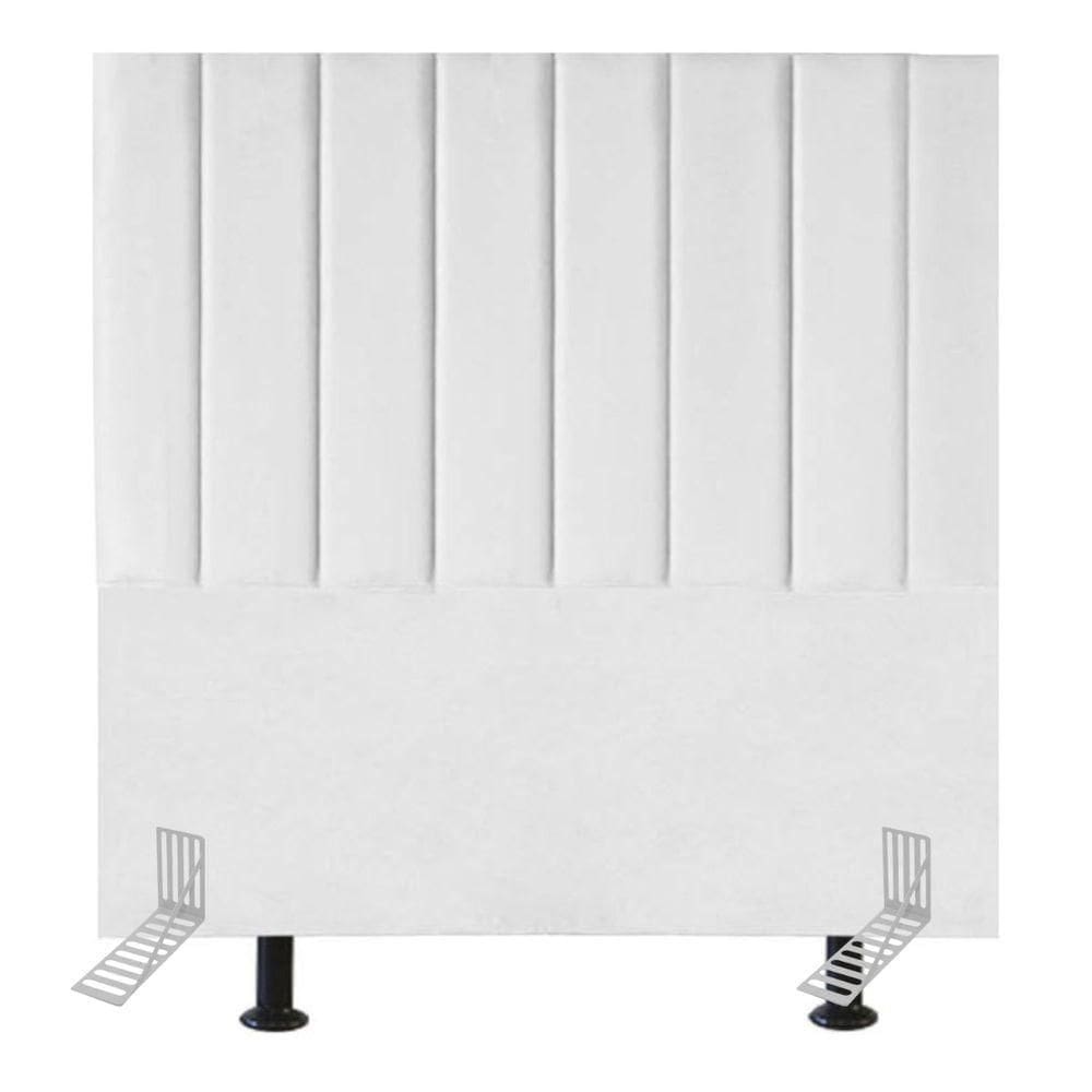 Cabeceira Estofada Cama Casal Box 140 Cm Catarina Suede E Frame branco