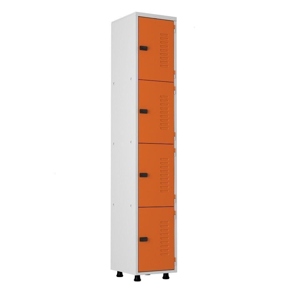 Armário Aço 4 Portas Academia Guarda Volume Ea701 Laranja