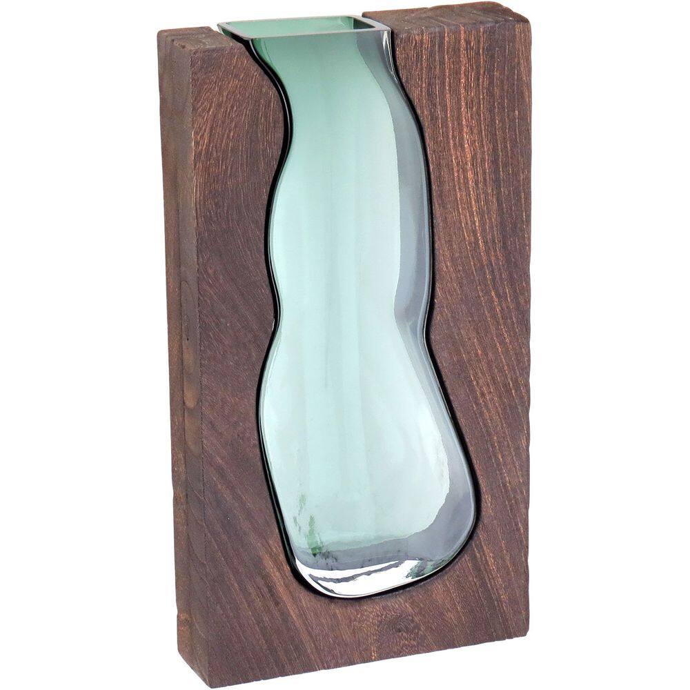 Vaso Decorativo Enfeite Casa Vidro 23x14x5cm Verde