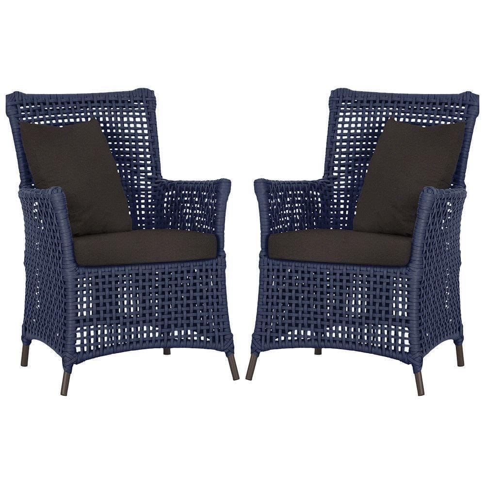 Poltronas Igapó Alumínio Pintura Marrom Corda Náutica E9 Azul