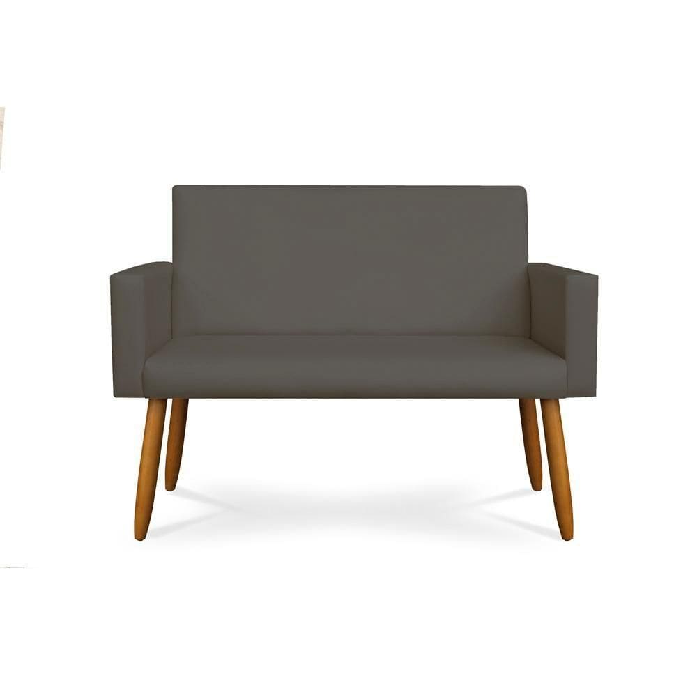 Sofá Namoradeira Lugares Luxo Tecido Balaqui Decor Courino Cinza