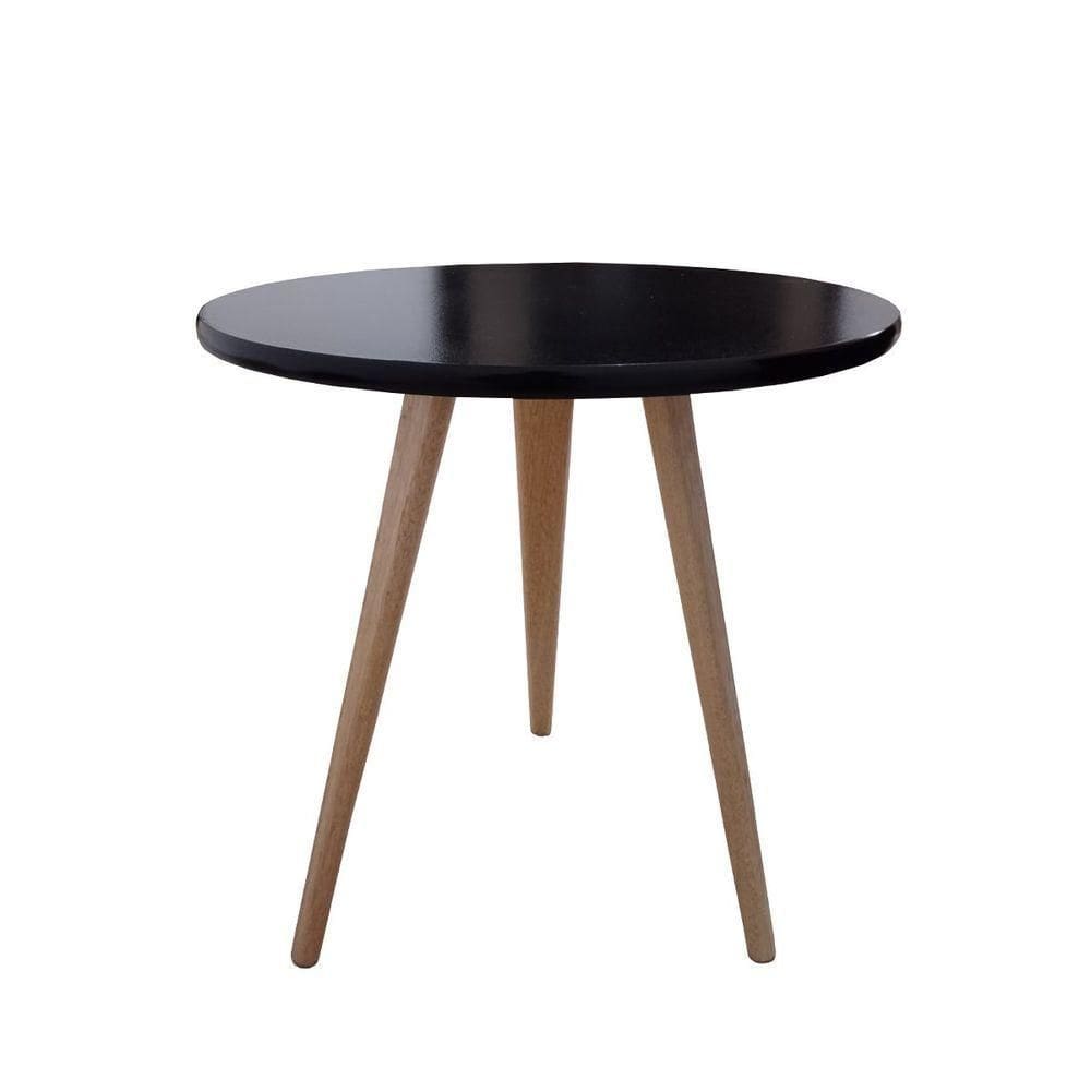 Mesa Lateral De Canto Apoio Redonda Pé Palito Vintage 44 Cm preto