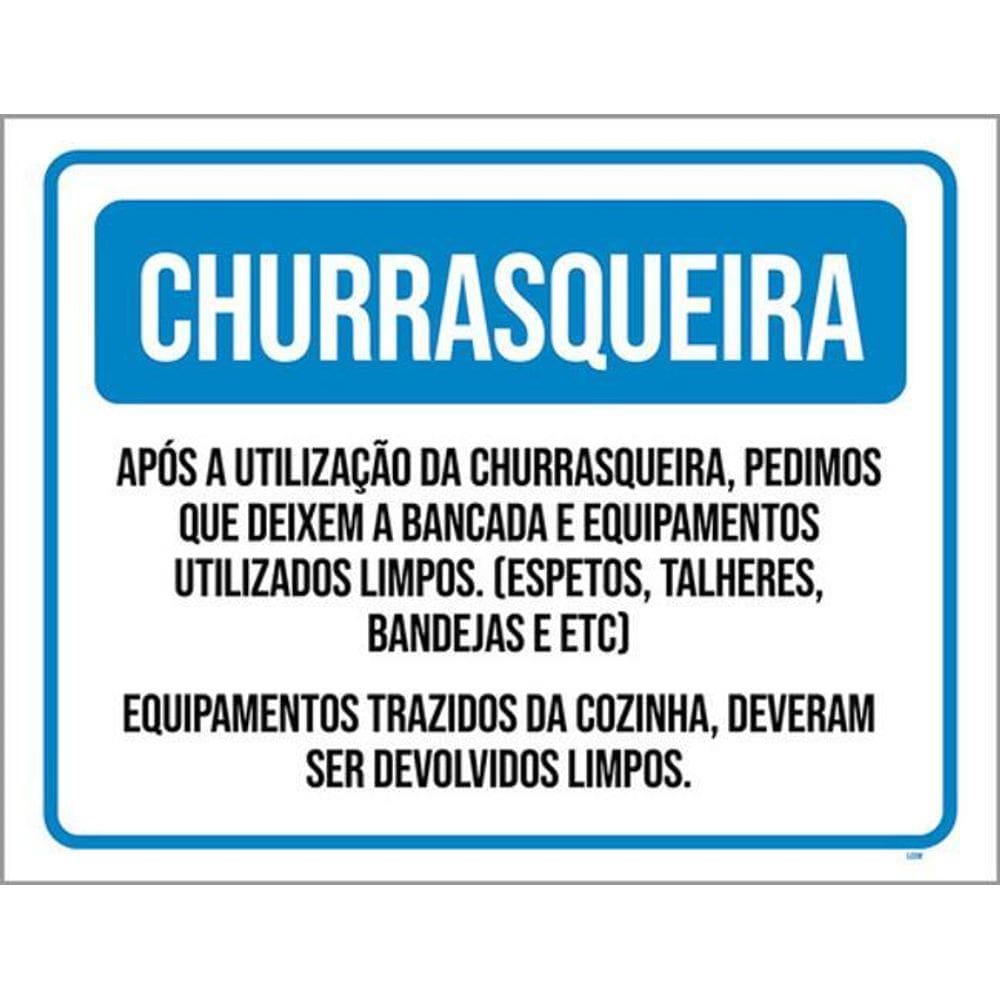 Kit 3 Placas Churrasqueira Regras De Uso