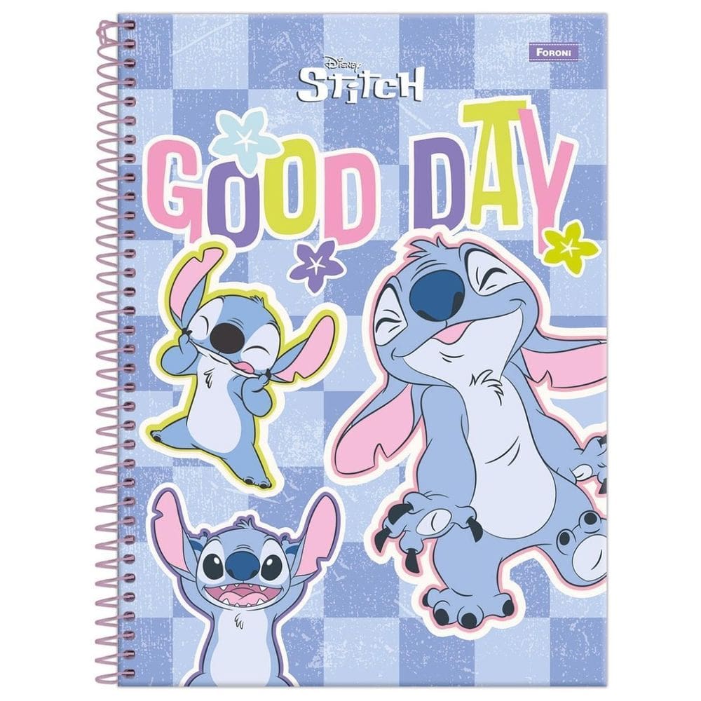 Caderno Stitch Universitário 10 Matérias Espiral Escolar
