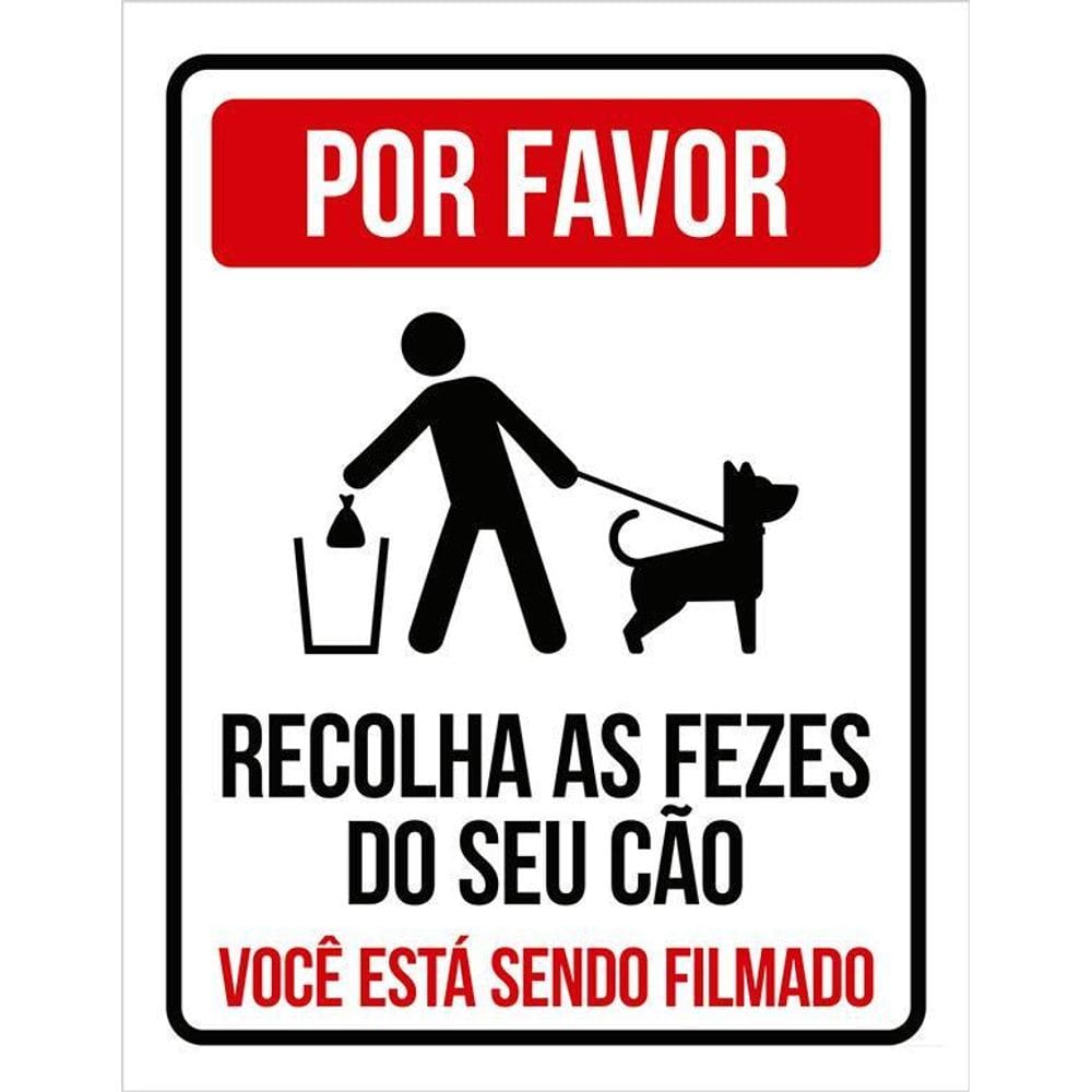 Placa Por Favor Recolha Fezes Do Seu Cão - Filmado 36X46