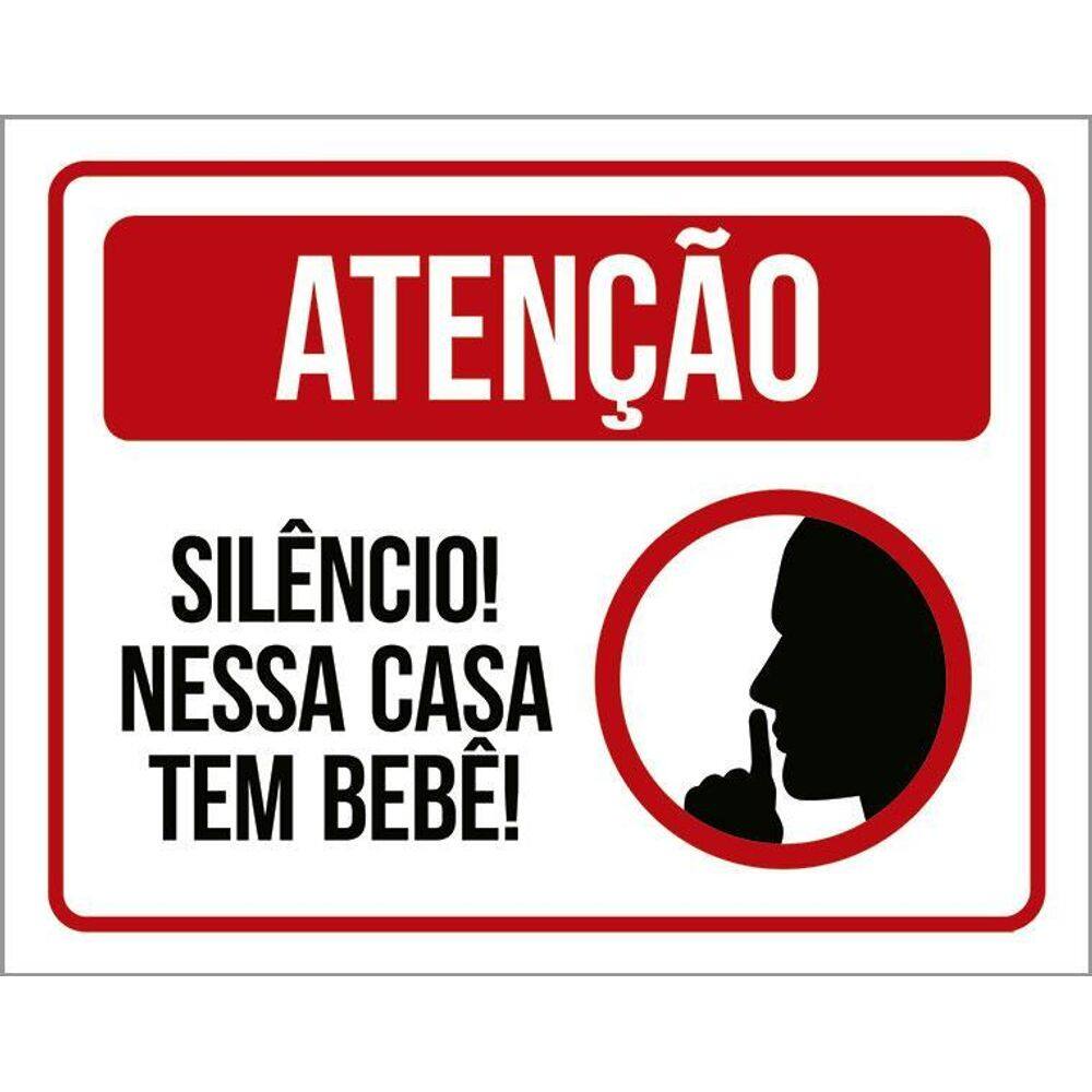Placa Atenção Silêncio Nessa Casa Tem Bebê 36X46
