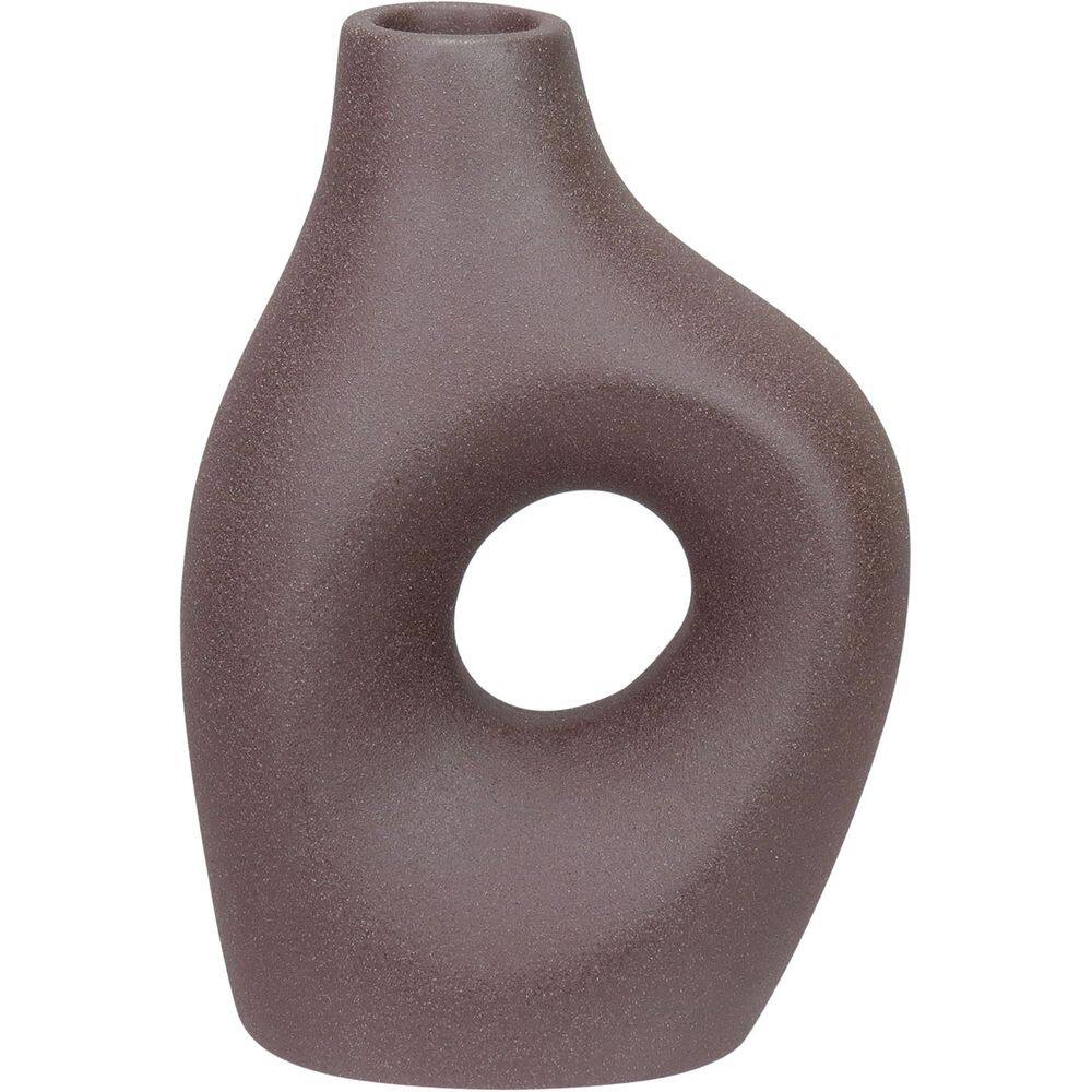 CASTIÇAL DECORATIVO PORTA VELA SUPORTE HOME&CO CERÂMICA 18x13x7cm MARROM