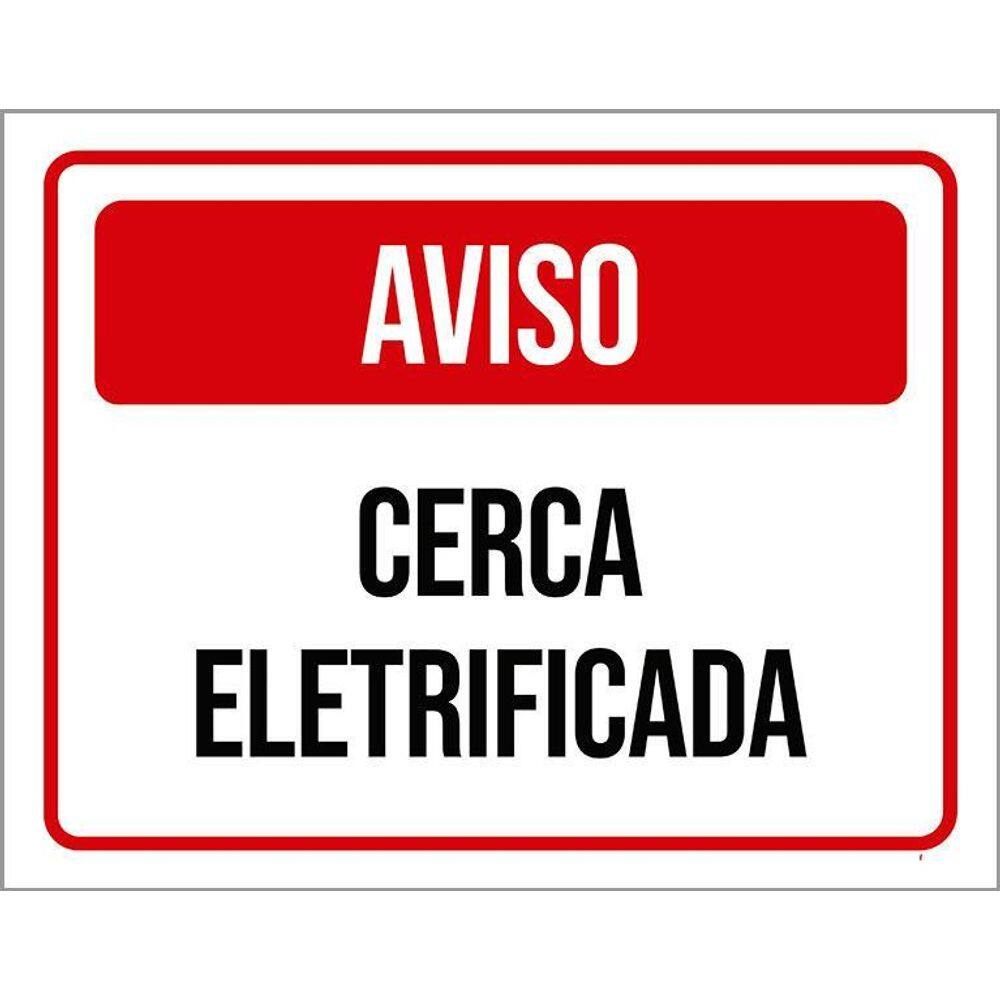 Placa Sinalização - Aviso Vermelho Cerca Eletrificada 36X46