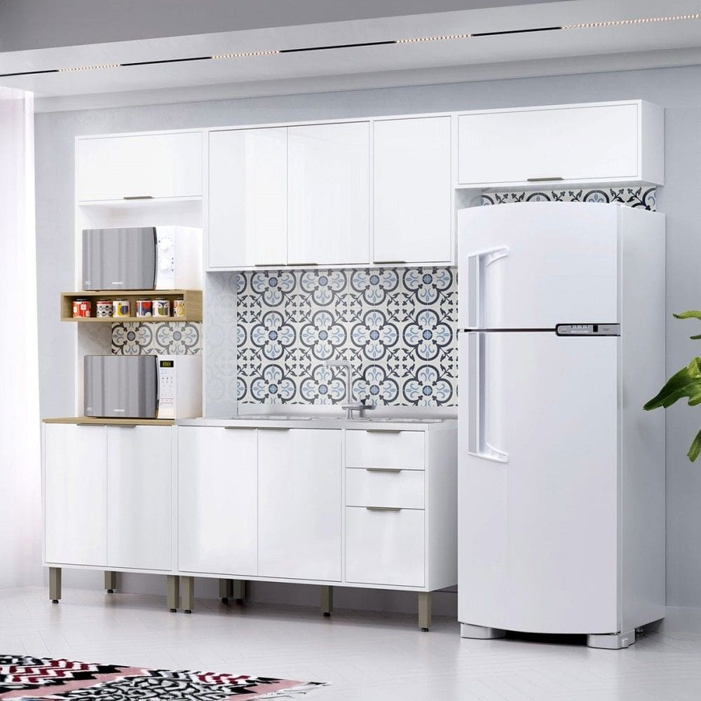 Cozinha Completa Olivia 10 Portas 2 Gavetas Branco Neve - Mx Móveis