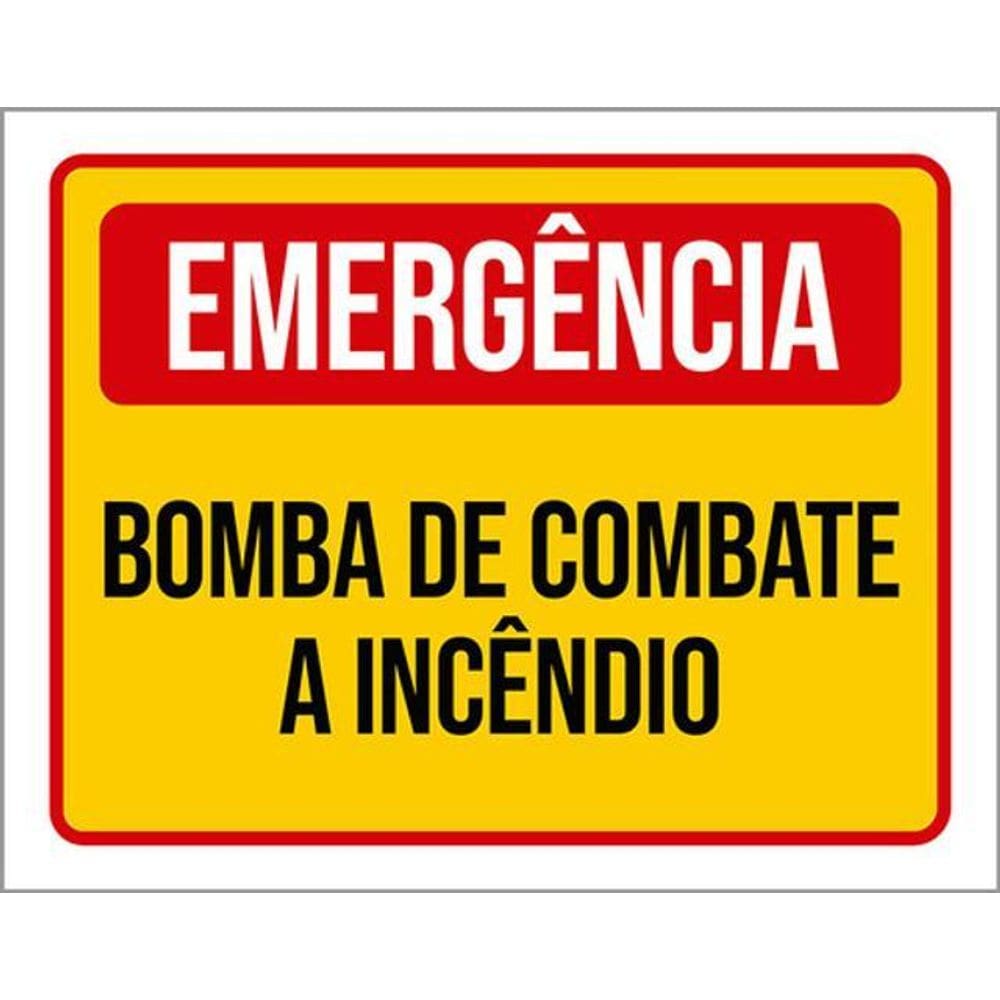 Kit 3 Placas Emergência Bomba Combate Incêndio