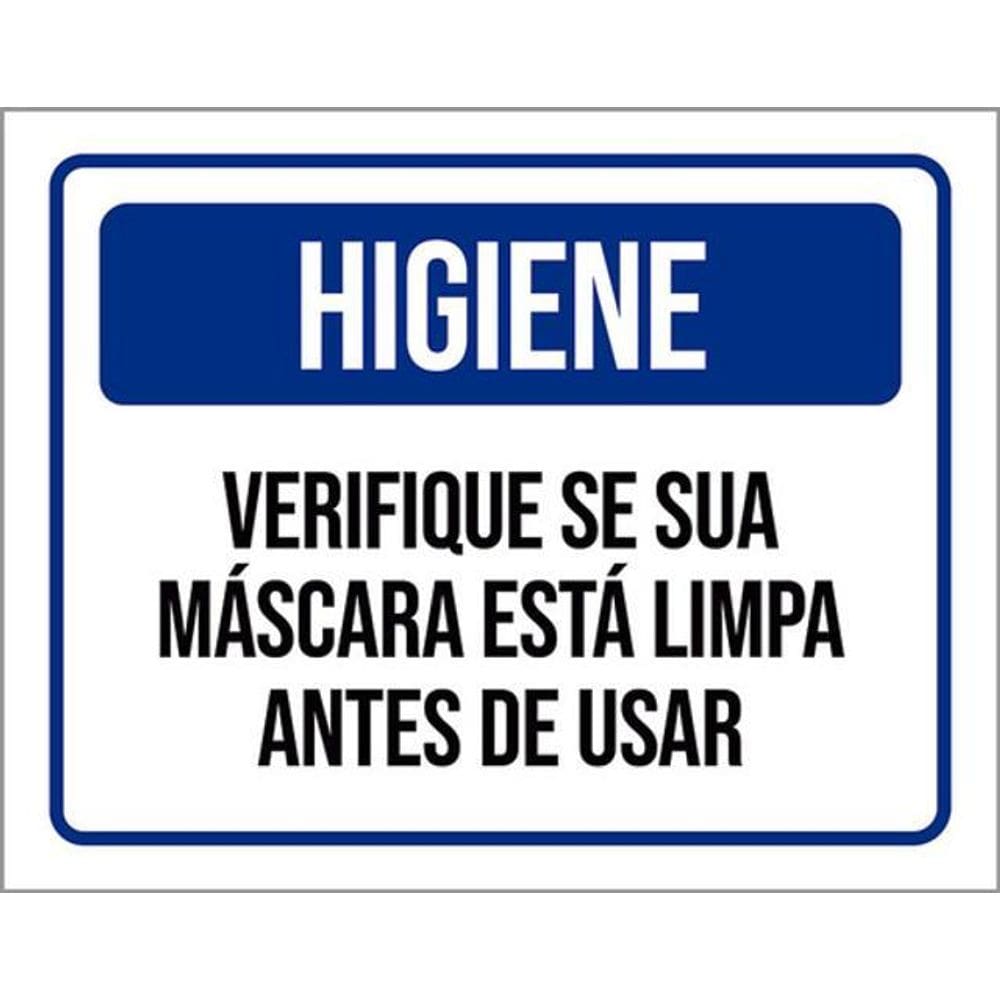 Kit 3 Placas Higiene Verifique Máscara Está Limpa Antes Usar