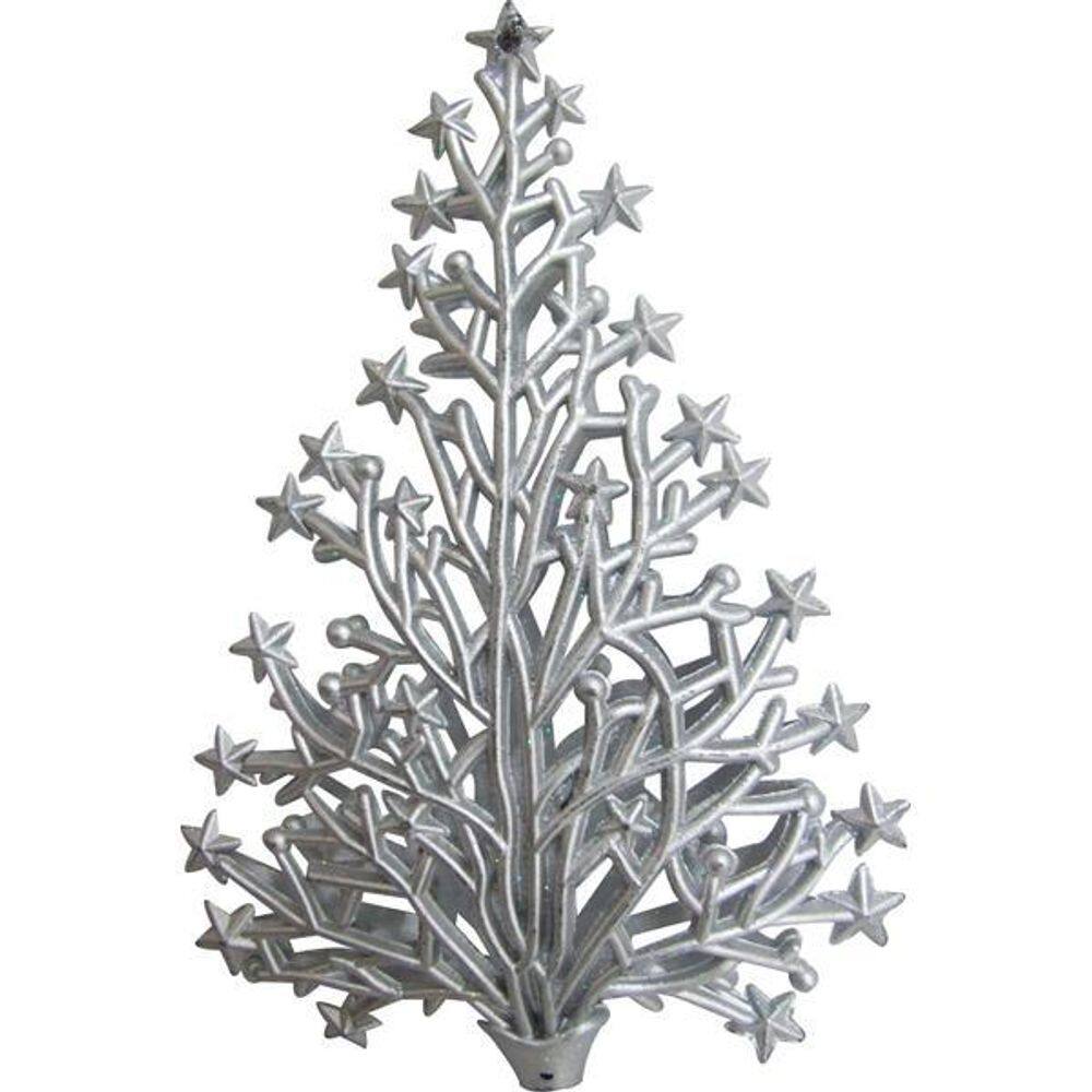Enfeite De Natal Arvore Prata P Arvore/Mesa/Porta 14Cm