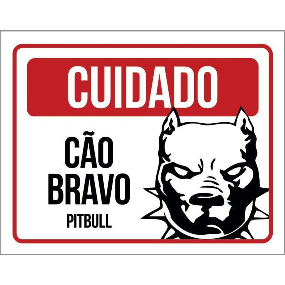 Placa Cuidado Cão Cachorro Bravo Pitbull 36X46