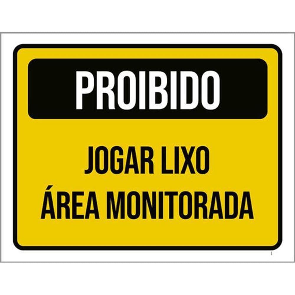 Kit 3 Placas Proibido Jogar Lixo Área Monitorada