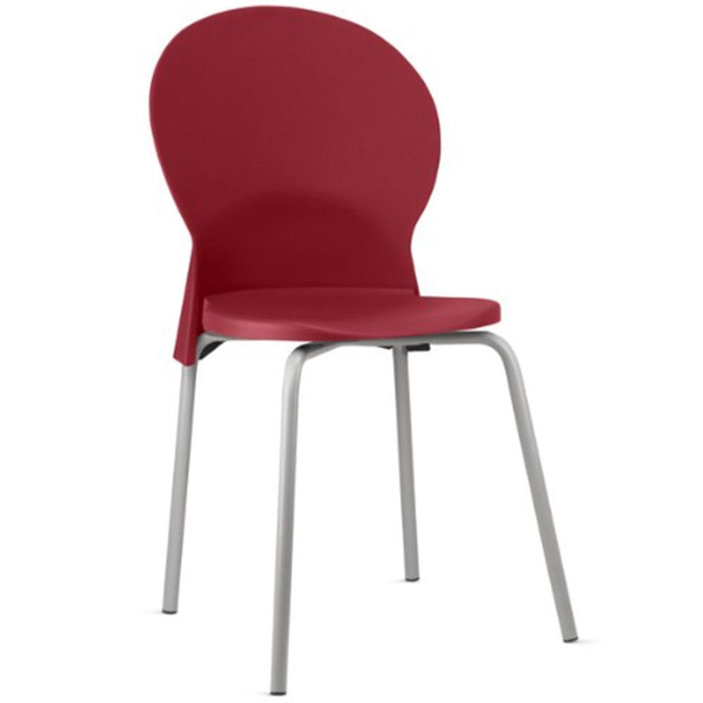Cadeira Para Sala De Jantar Cozinha Mond F02 Base Aço Cinza Vermelho - Lyam Decor