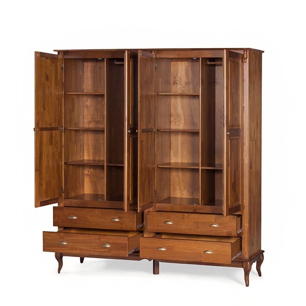 Roupeiro 4 Portas E 4 Gavetas Hannover M560826 Cor Imbuia - Verniz