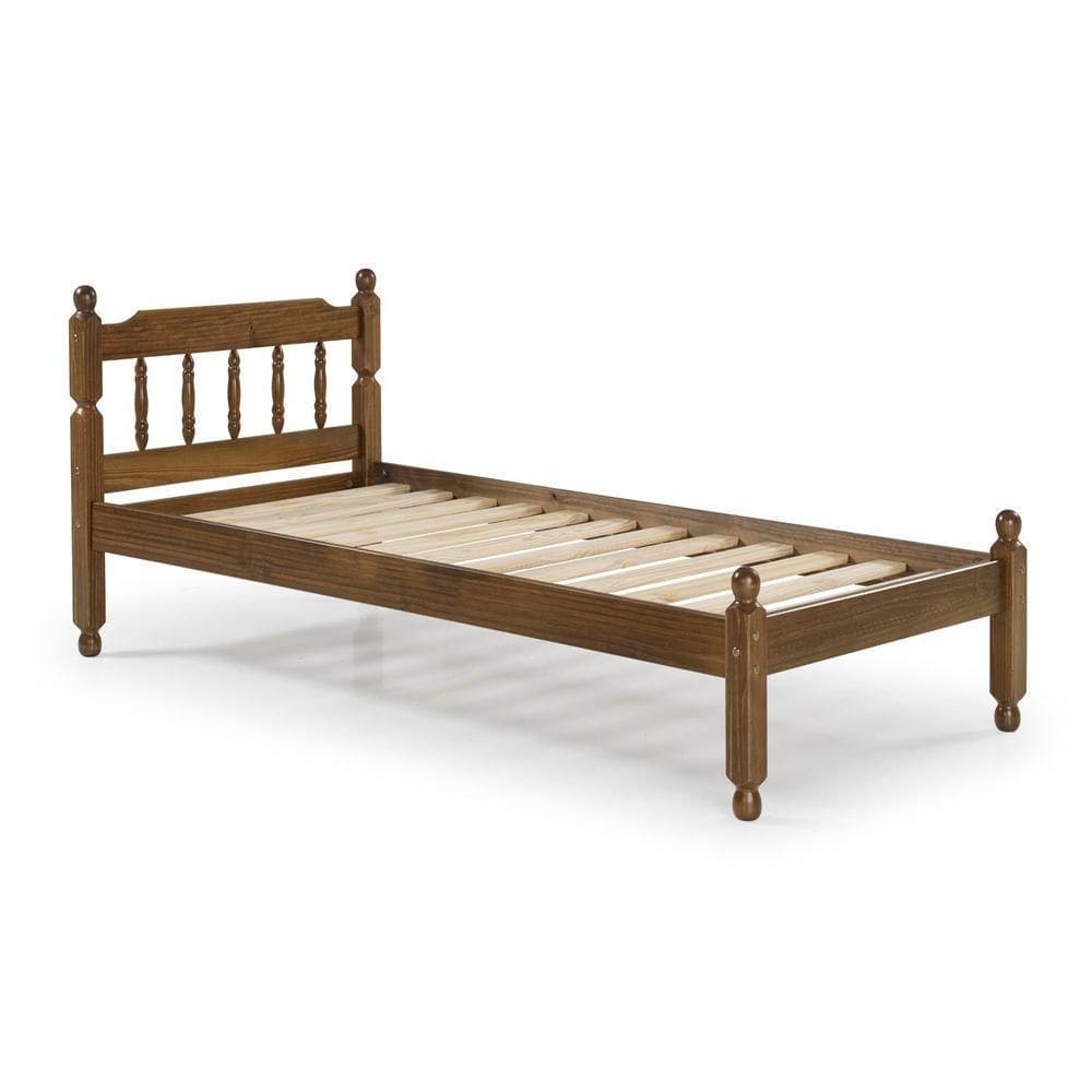 Cama Solteiro Em Madeira Maciça Mv Castanho