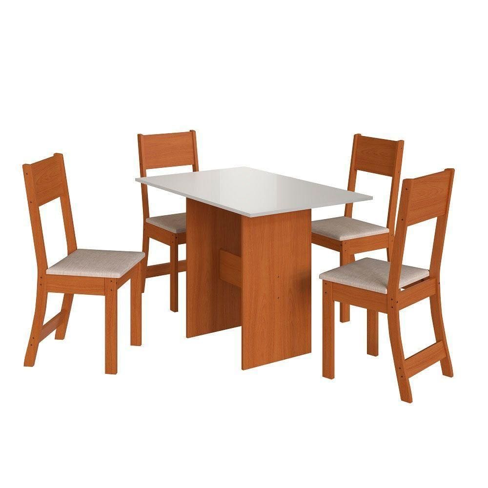 Conjunto De Mesa Para Sala De Jantar Indekes Karla 04 Cadeiras Freijo/off Whit