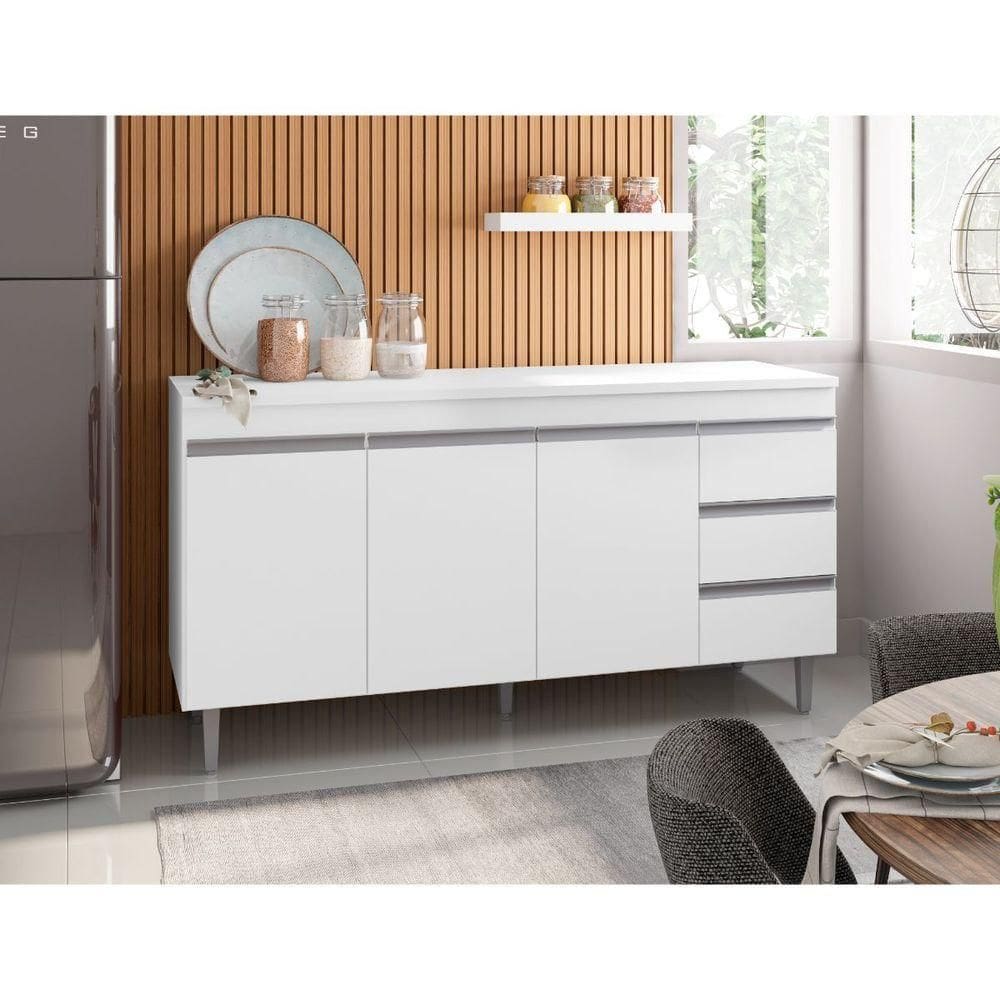 Balcão Gabinete Para Cozinha Andréia 150 Cm Branco