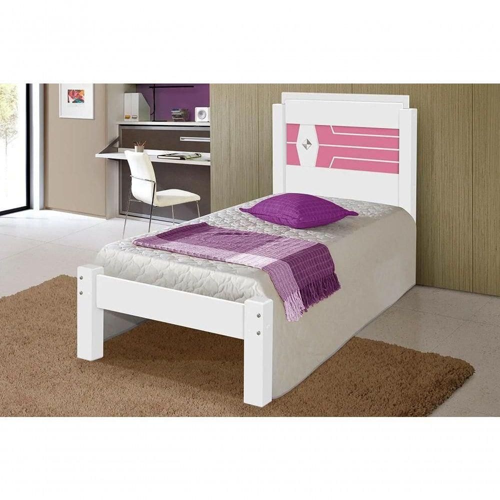 Cama Livia Solteiro Branco-azul-rosa - Carmolar