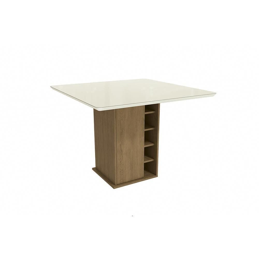 Mesa De Jantar Kappesberg Com Tampo De Madeira E Vidro 1,05m