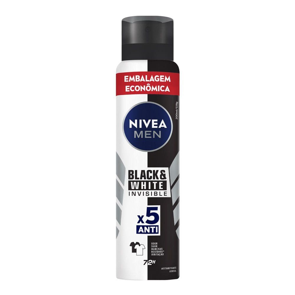 Desodorante Nivea Men Invisible Black & White Aerosol Antitranspirante 200ml