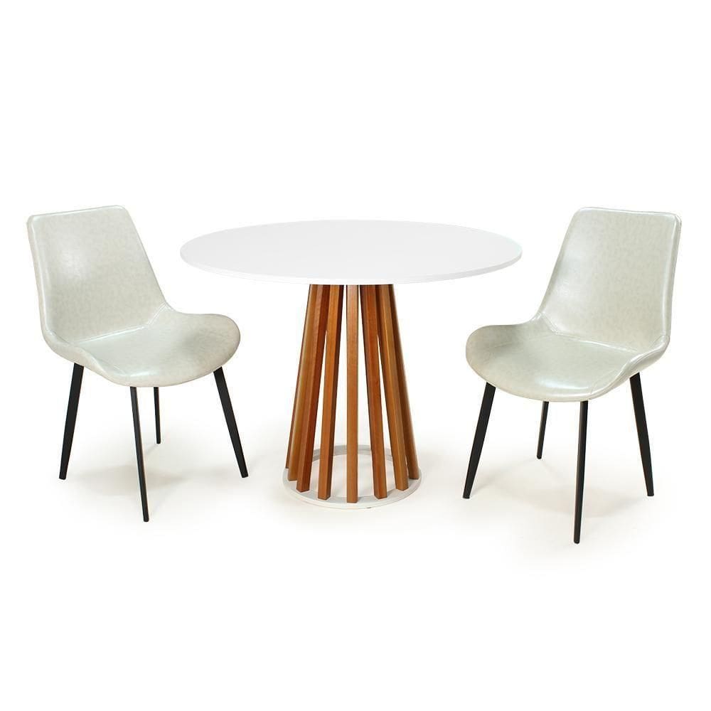 Mesa De Jantar Redonda Talia Branca 100cm 2 Cadeiras s Chicago Branco