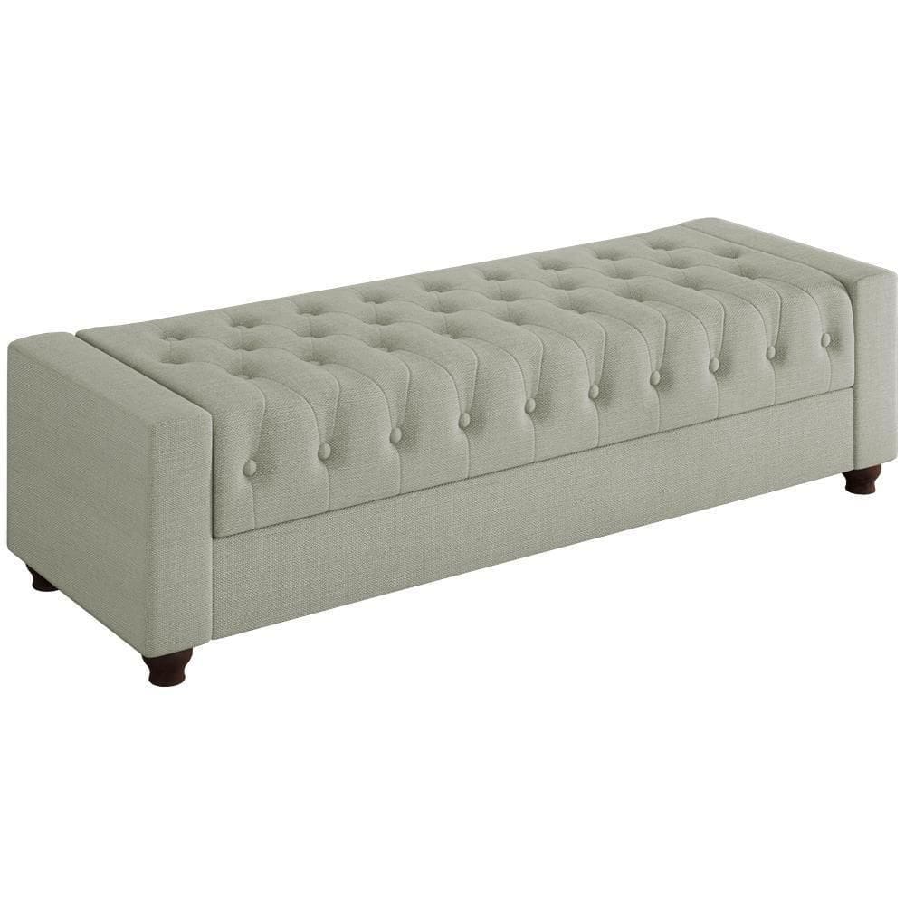 Recamier Calçadeira Bau 140cm Pes Mdf Parri Linho Sl