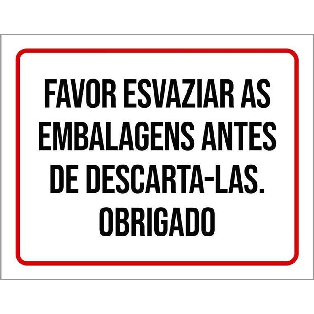 Placa Favor Esvaziar Embalagens Antes De Derscartar 36X46