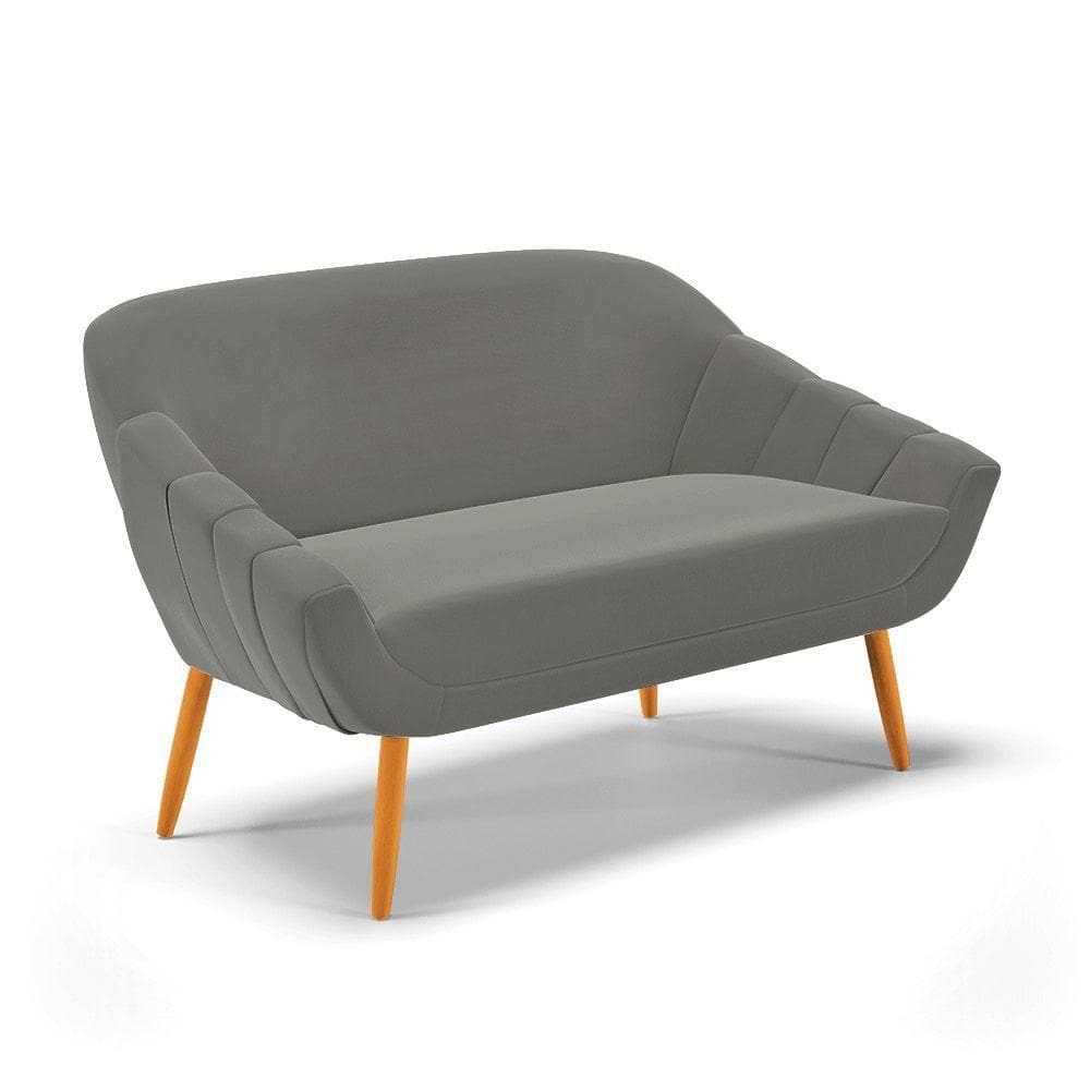 Namoradeira 02 Lugares Giovana Suede Pés Palito Castanho - D`rossi Grafite