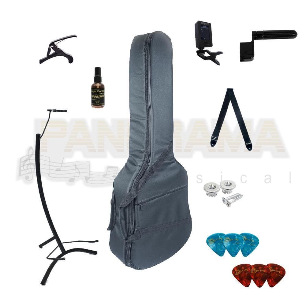 Kit Acessórios Para Violão Folk Acústico Luxo Kit C/9 Itens