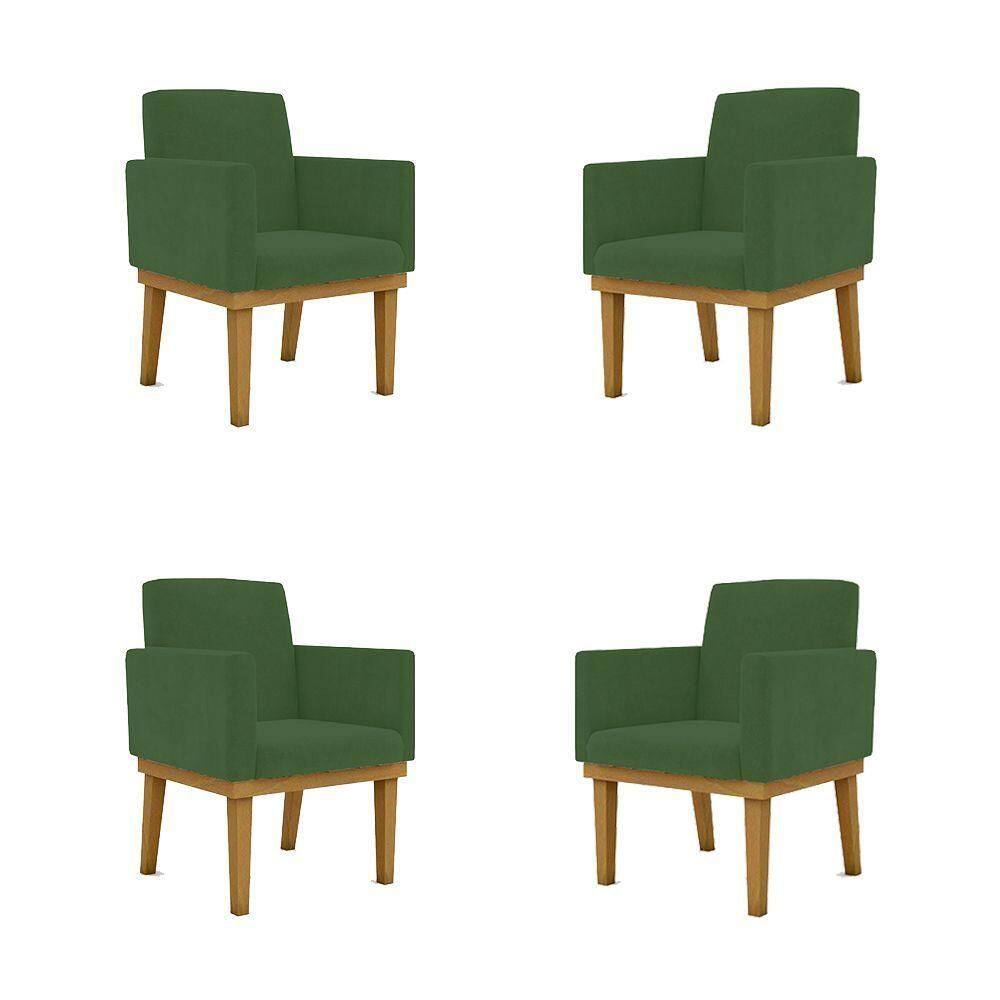 Kit 04 Poltronas Decorativa Reforçada Mesa Cozinha Cor:verde