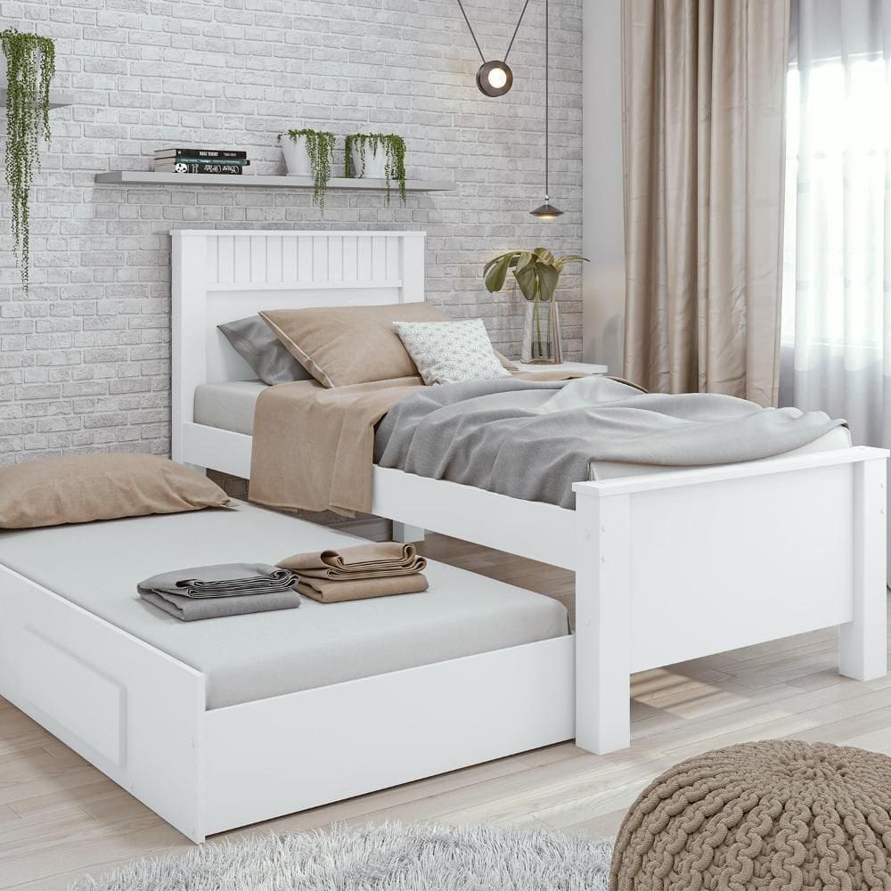 Cama Lopas Solteiro 0,90 Athenas Com Cama Auxiliar Branco