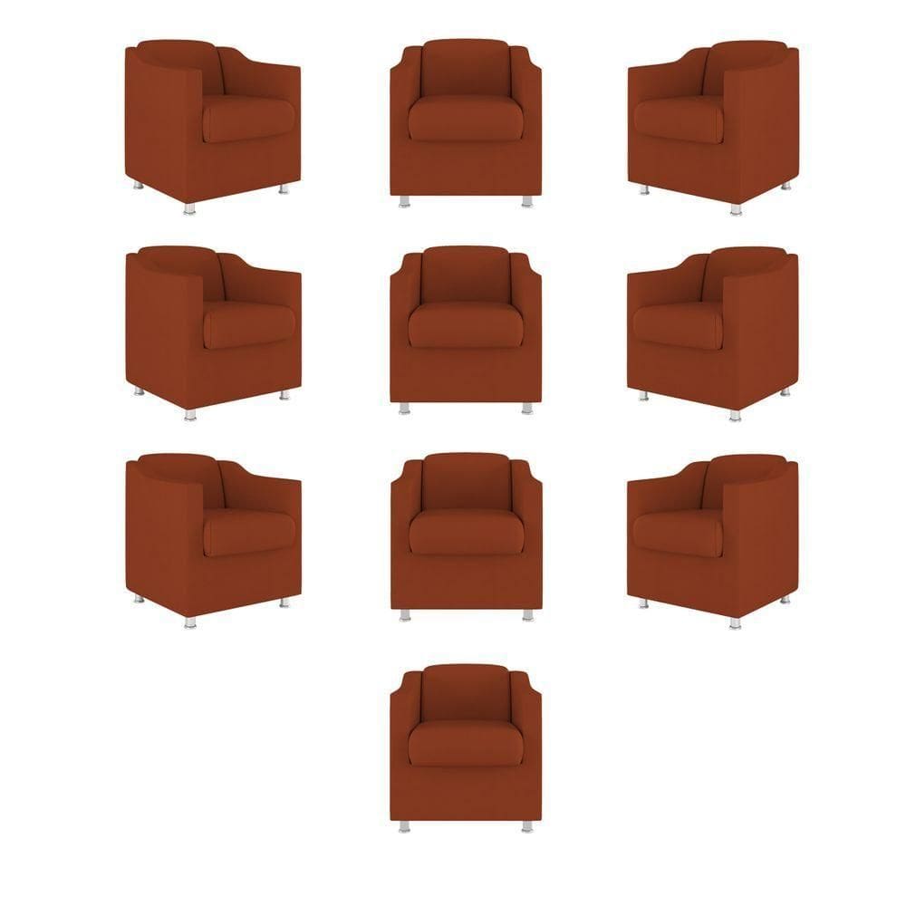 Kit 10 Cadeira Poltronas Decorativas Recepção Clinica Suede Cor:terracota