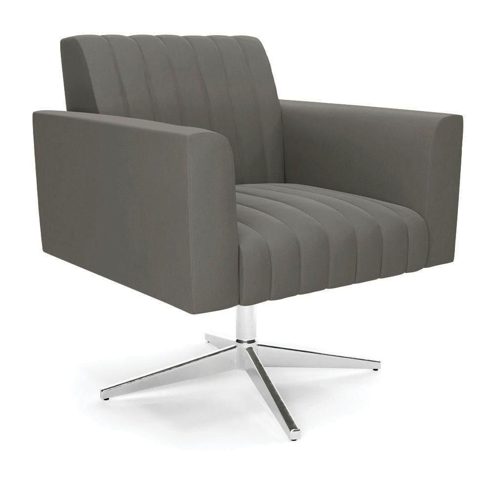 Poltrona Giratória Viena Gomada Suede Grafite Base Cromada - D`rossi