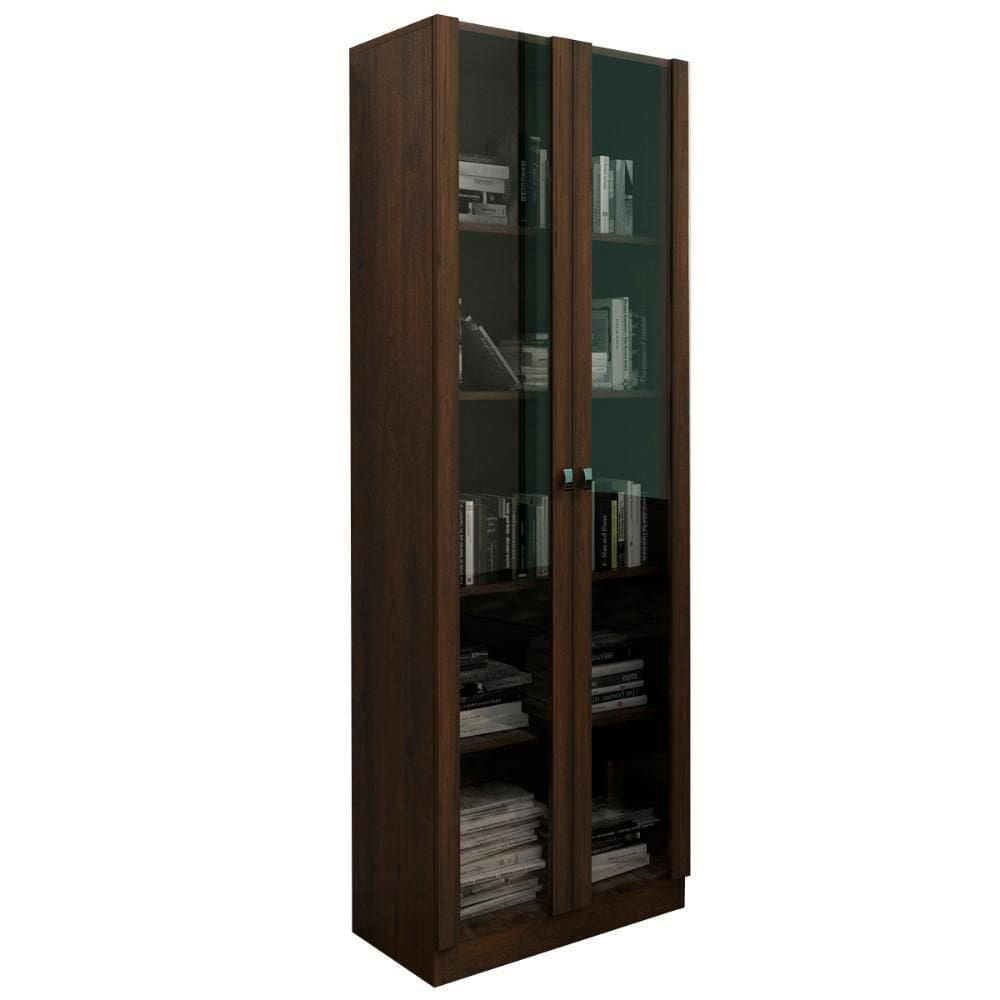 Armario Para Escritorio 2 Portas De Vidro Me4115 Rustico Tecno Mobili Rustico