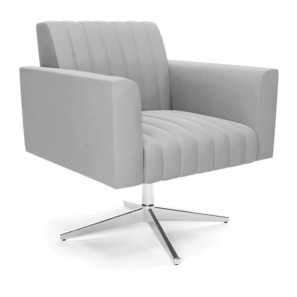 Poltrona Giratória Viena Gomada Suede Base Cromada - D`rossi Cor Cinza