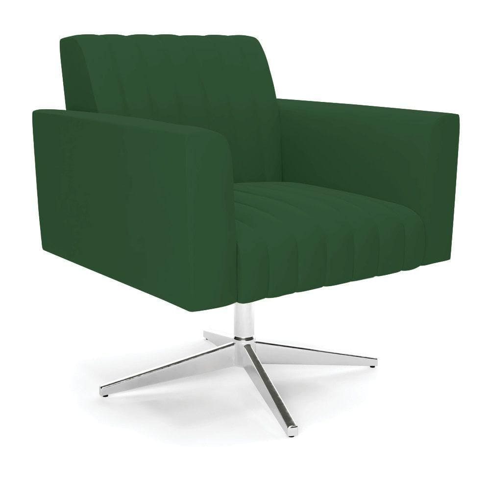 Poltrona Giratória Viena Gomada Veludo Verde Base Cromada - D`rossi
