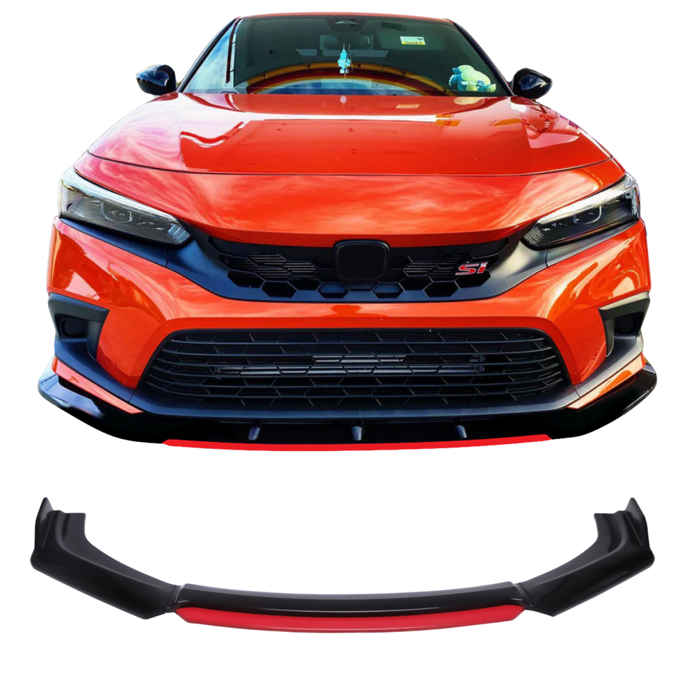 Spoiler dianteiro Honda Civic G11 2023 Black Piano Vermelho