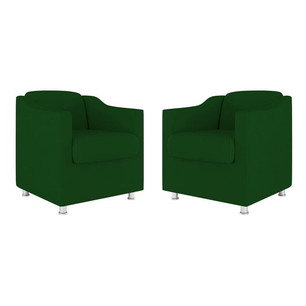 Kit 02 Cadeiras Poltronas Decorativas Recepção Clinica Suede Cor:verde