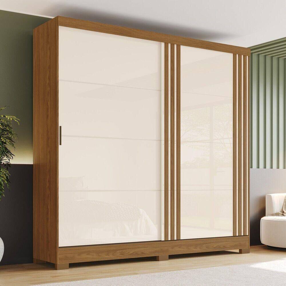 Guarda Roupa Casal 2 Portas 3 Gavetas B352 Briz Nature Com Off White
