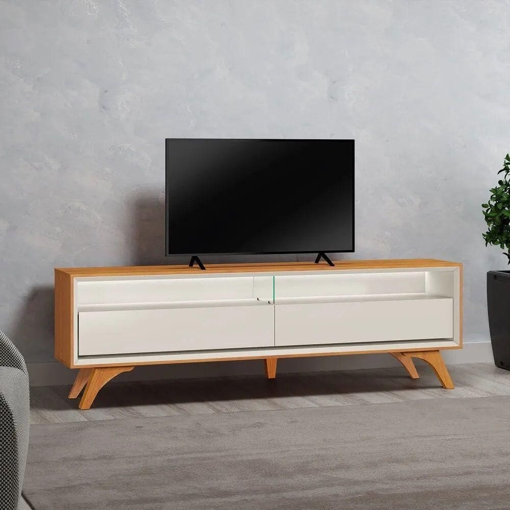 Rack Para Tv 75" Com Led 2gv Austria Cor:naturalle/off