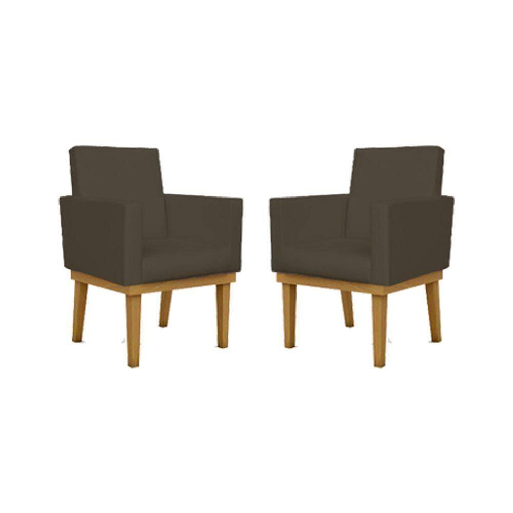 Kit 02 Poltronas Decorativa Reforçada Courino marrom