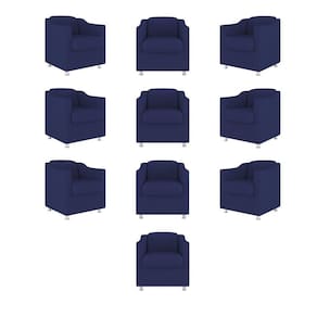 Kit 10 Poltronas Decorativa Reforçada Consultório Sala Suede azul Marinho