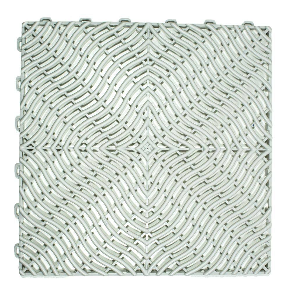 Piso Tapete Modular de Plástico 33 x 33 cm Branco Gelo
